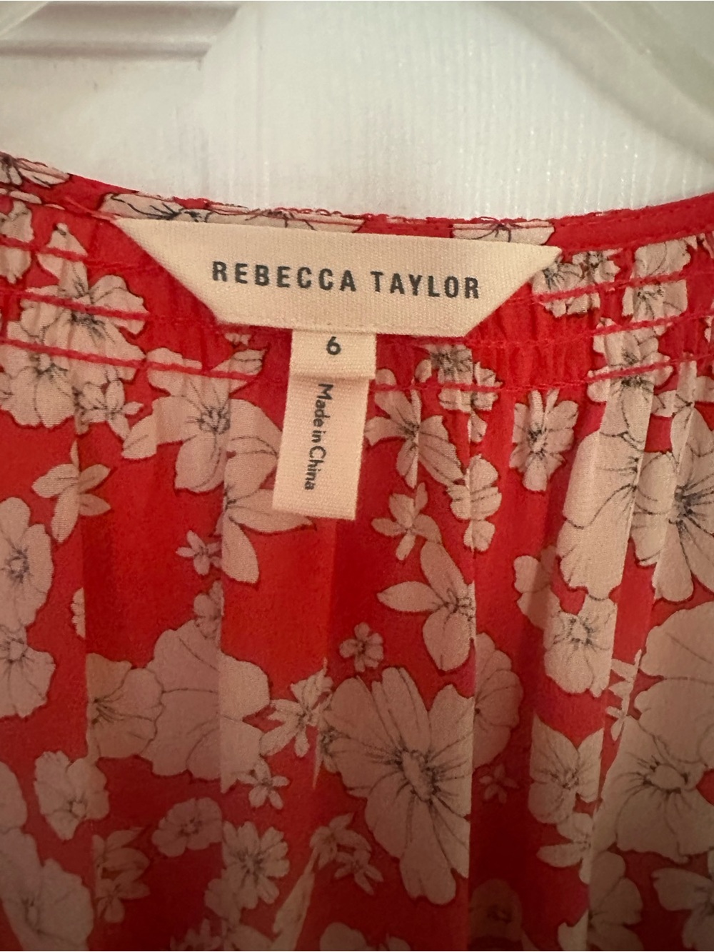 Rebecca Taylor Red Cherry Blossom Midi Wrap Dress with Cream Floral Print - Picture 3 of 4